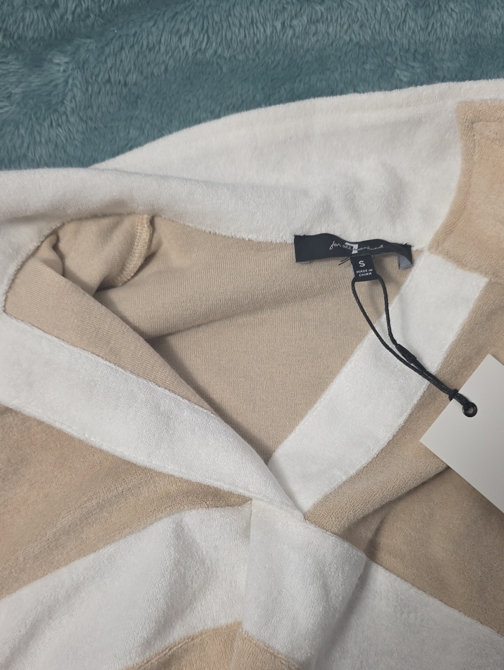 7 For All Mankind Beige and White Striped Terry Thin Sweater - Picture 5 of 5